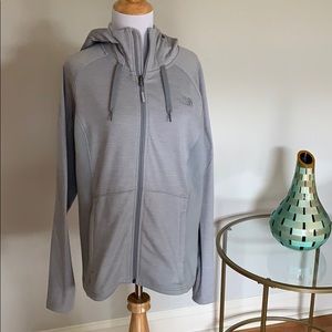 NEW The North Face Jacket Grey Pinstripes Hooded L